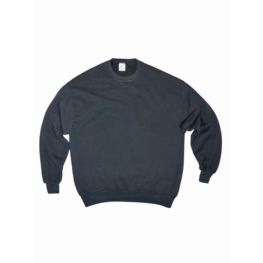 VTG 80s Jerzees Blank Crewneck Sweatshirt Mens XL Black Made in USA Russell
